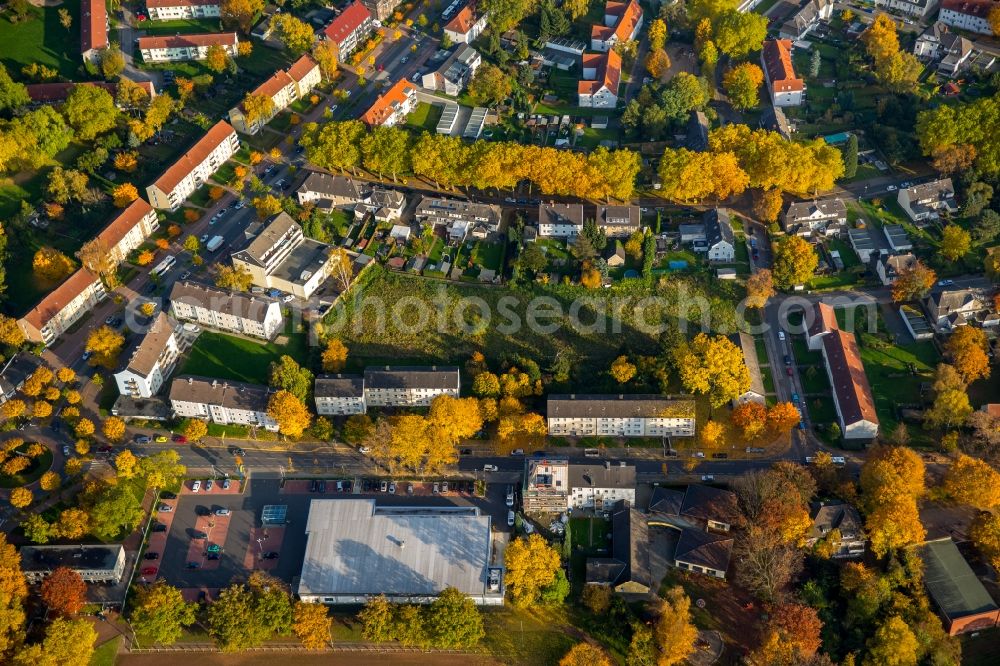 Aerial image Gladbeck - View of Rossheidestrasse in the South of Gladbeck in the state of North Rhine-Westphalia. A branch of Lidl supermarkets is located here