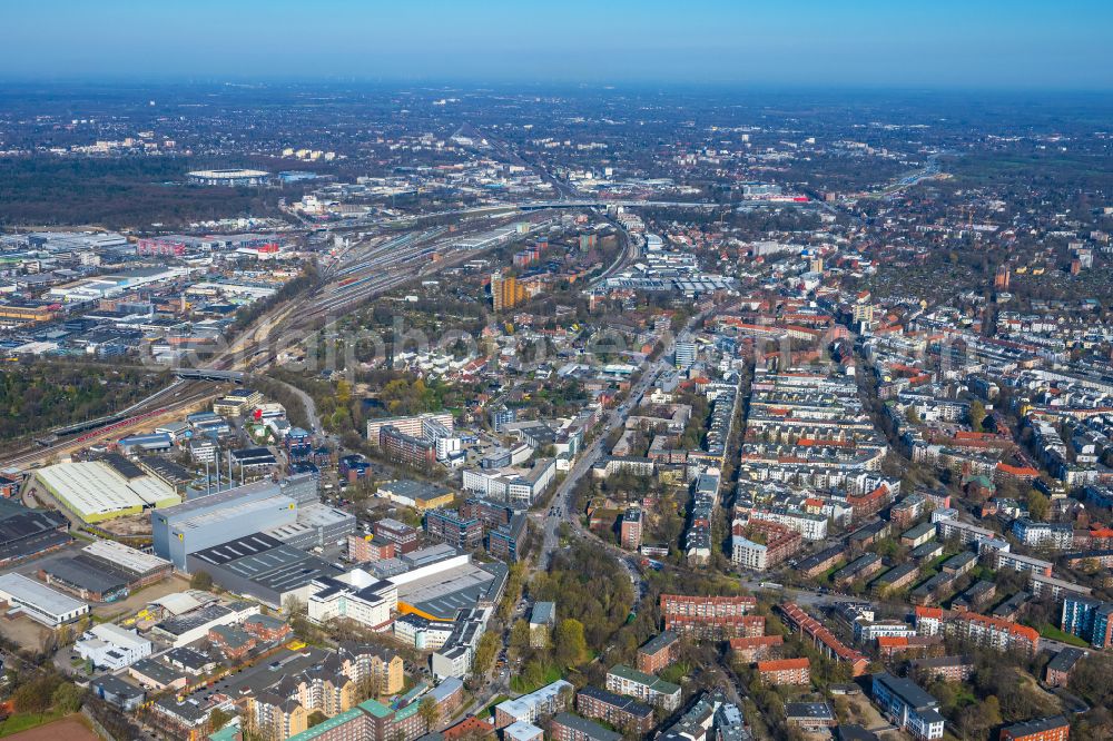 Aerial image Hamburg - Cityscape of the district Stellingen on street Kieler Strasse in Hamburg, Germany