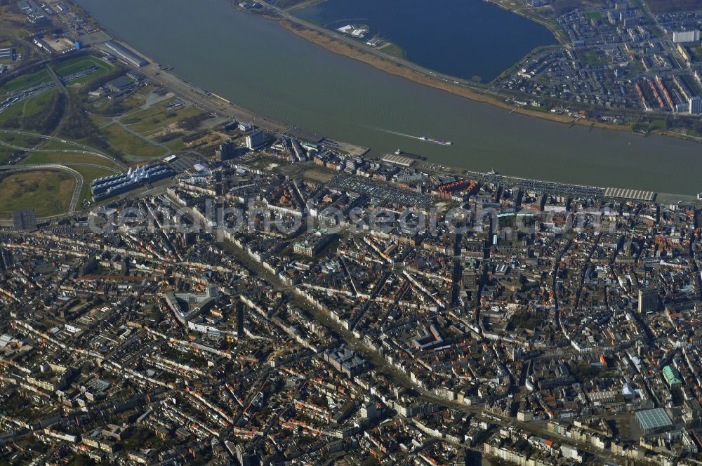 Aerial image Antwerpen - Town partial view on the banks of the Schelde river in Antwerp, Belgium