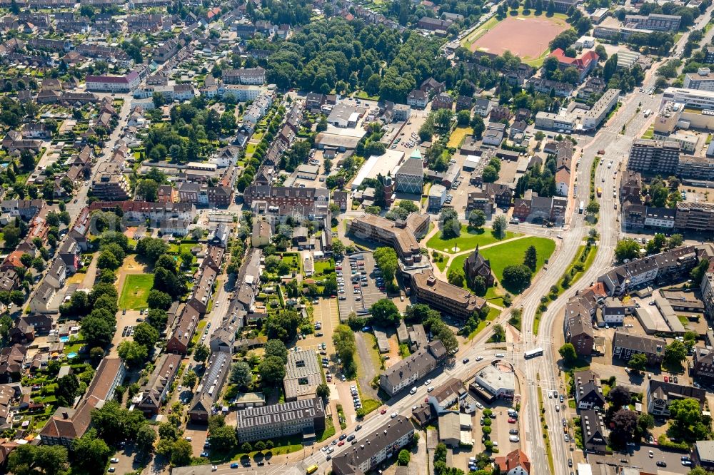 Aerial image Bottrop - View of the surrounding area of Friedrich-Ebert-Strasse in Bottrop in the state of North Rhine-Westphalia