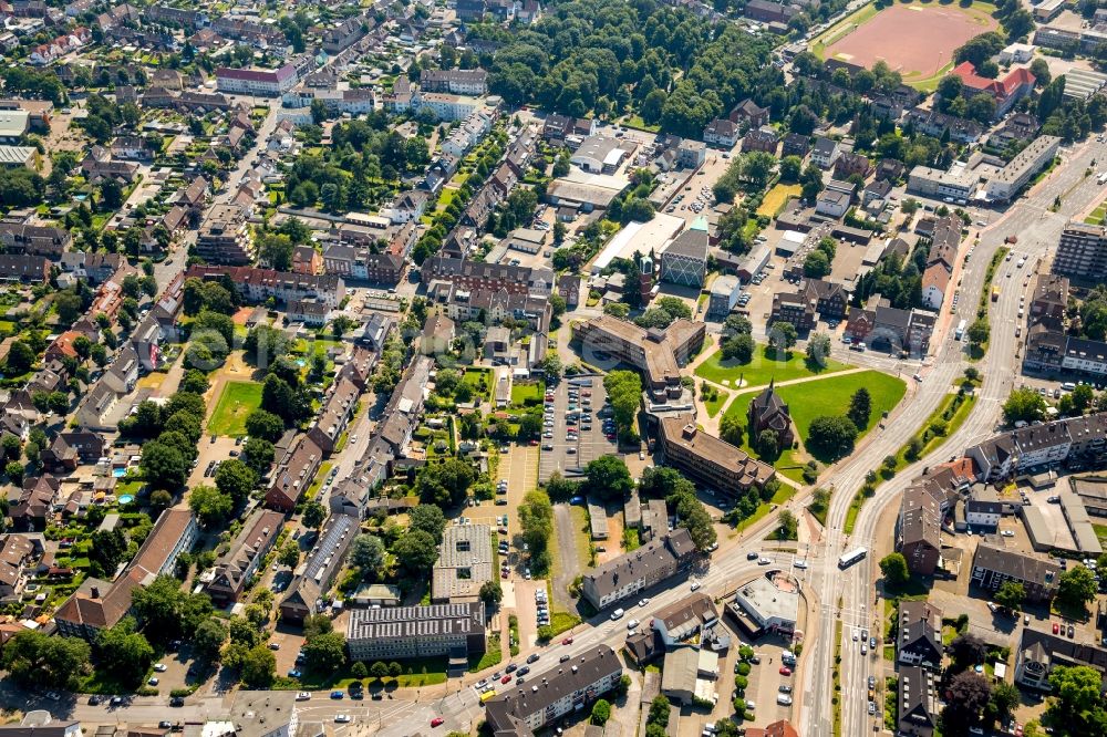 Aerial photograph Bottrop - View of the surrounding area of Friedrich-Ebert-Strasse in Bottrop in the state of North Rhine-Westphalia