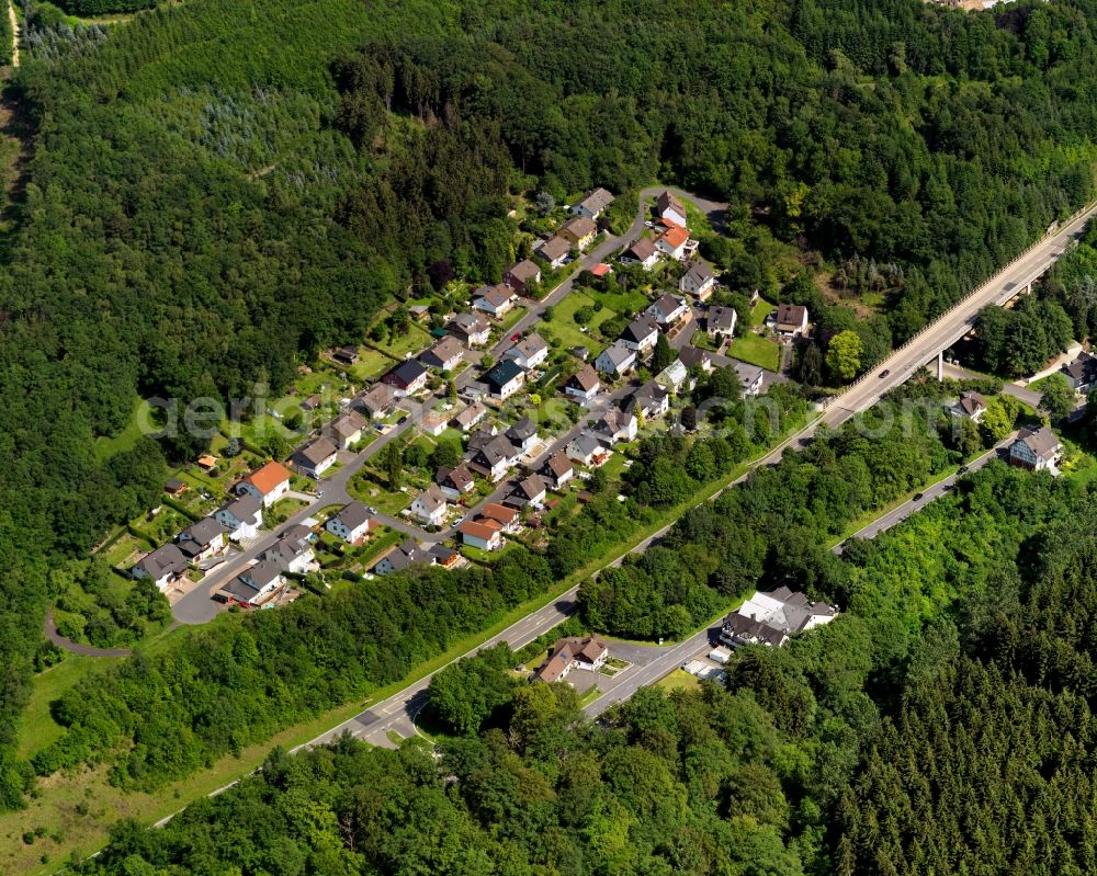 Kirchen (Sieg) from above - City view of the borough Wehbach in Kirchen (Sieg) in Rhineland-Palatinate. The town is a recognized health resort in the southwestern part of Siegerlands