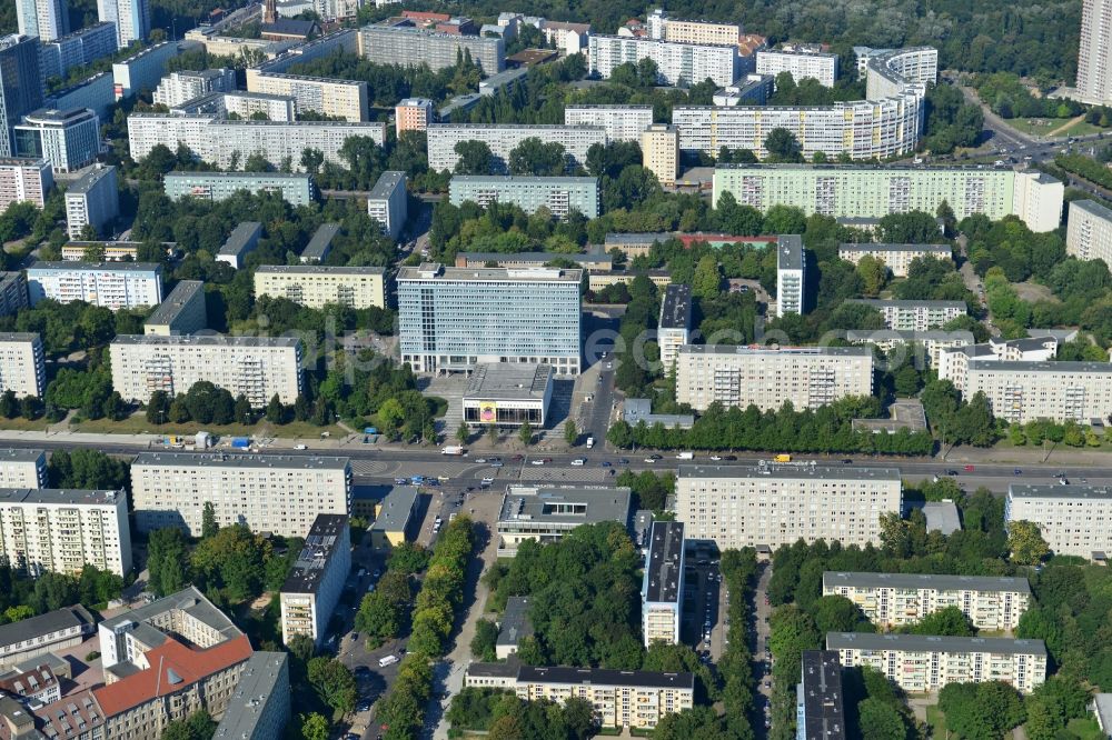 Aerial image Berlin Mitte - Partial view of the city residential areas at Kino International on Karl-Marx-Allee in Berlin - Mitte