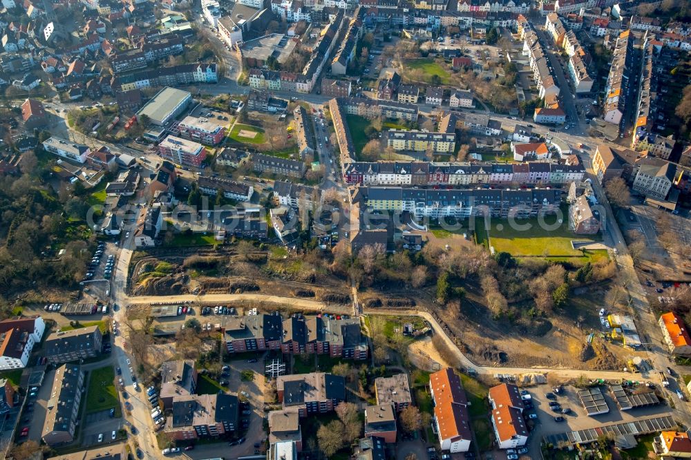 Aerial image Hattingen - View of the residential area in the East of Schulstrasse in Hattingen in the state of North Rhine-Westphalia