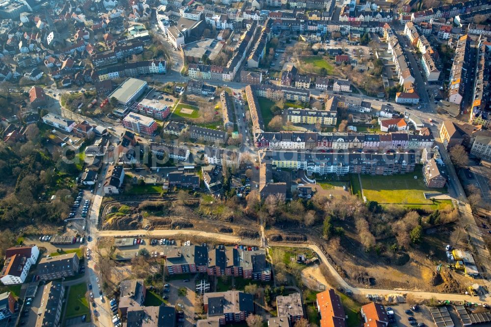 Aerial photograph Hattingen - View of the residential area in the East of Schulstrasse in Hattingen in the state of North Rhine-Westphalia