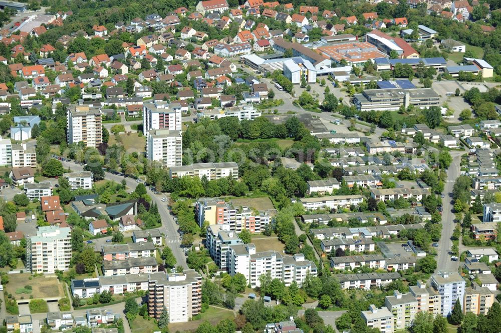 Schwäbisch Hall from above - View of a residential area in the South of Schwaebisch Hall in the state of Baden-Wuerttemberg