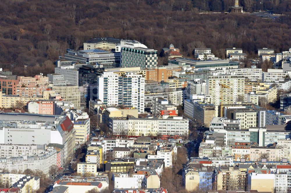 Aerial photograph Berlin - View from south over the square Wittenbergplatz in Schoeneberg to north in the district Tiergarten