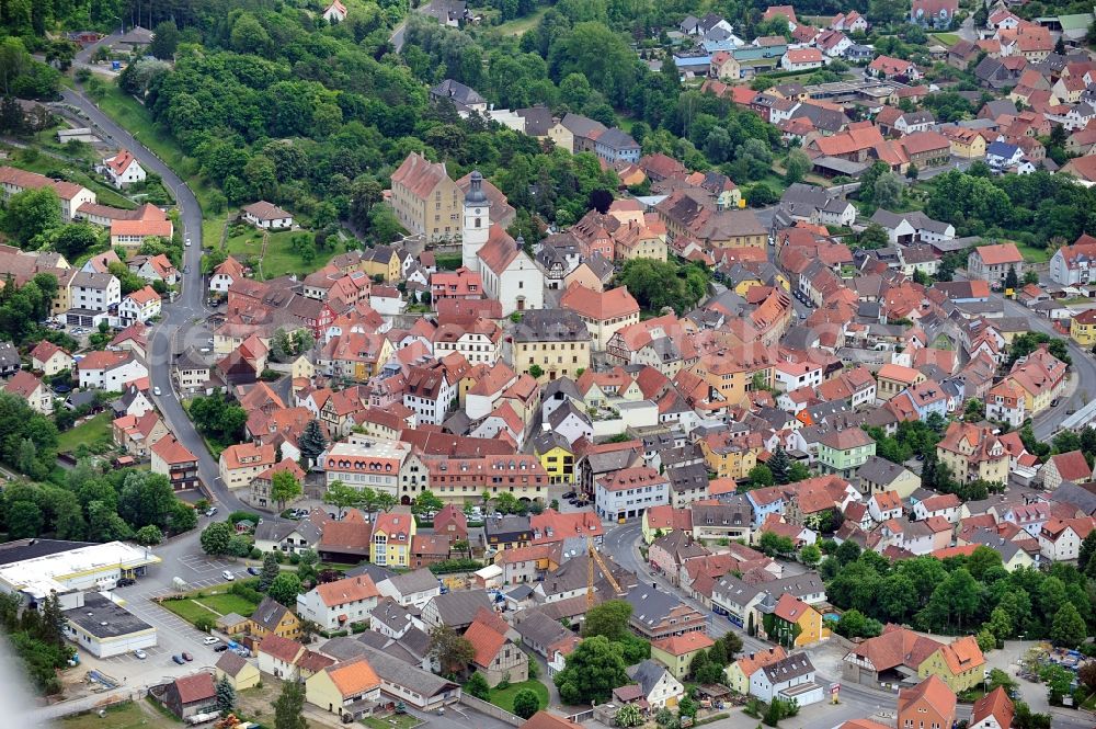 Aerial image Arnstein - Partial city scape of Arnstein in Bavaria with a view of the Kirchberg