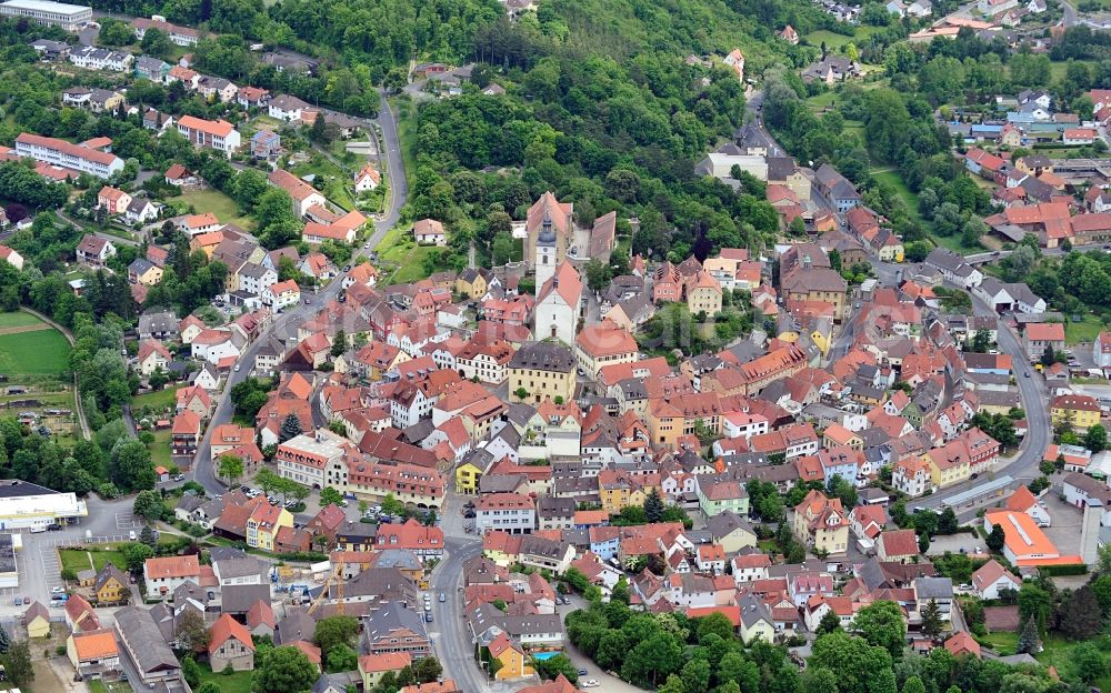 Arnstein from above - Partial city scape of Arnstein in Bavaria with a view of the Kirchberg