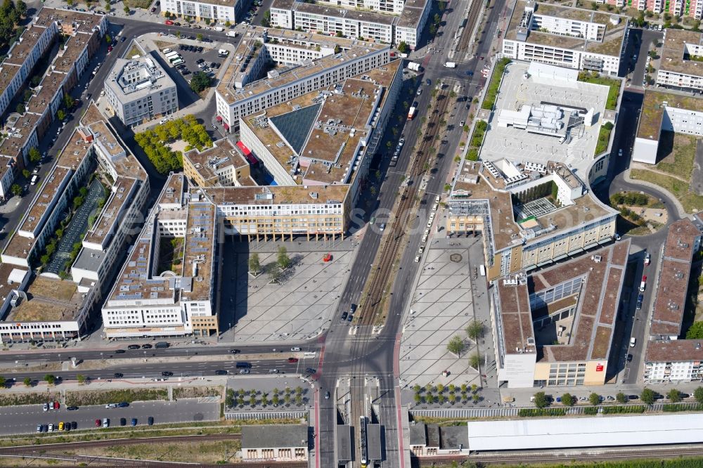 Aerial image Berlin - Ensemble space on center Helle Mitte on Alice-Salomon-Platz in the inner city center in the district Hellersdorf in Berlin, Germany