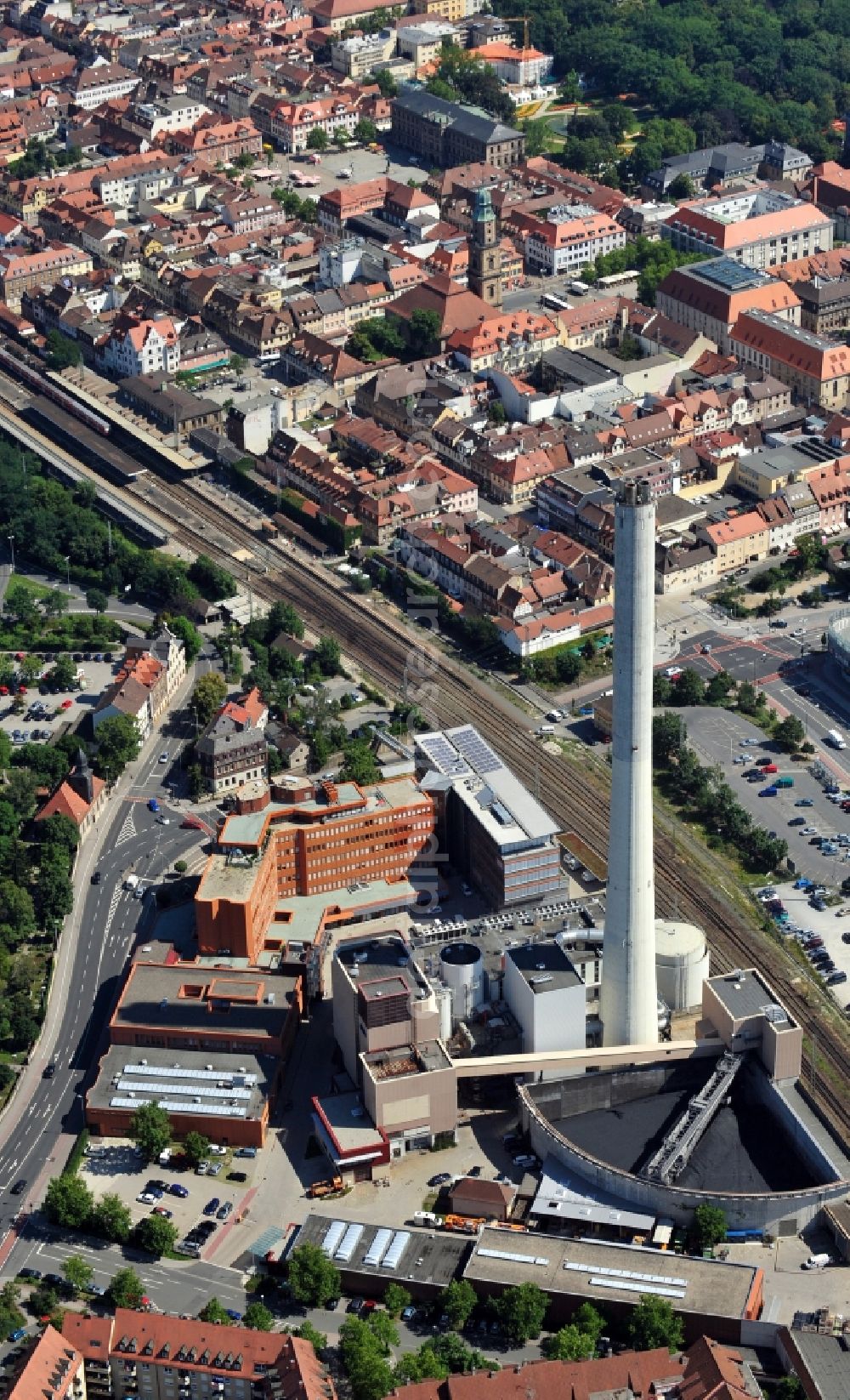 Erlangen from the bird's eye view: View of the municipal utility Erlangen in the state Bavaria