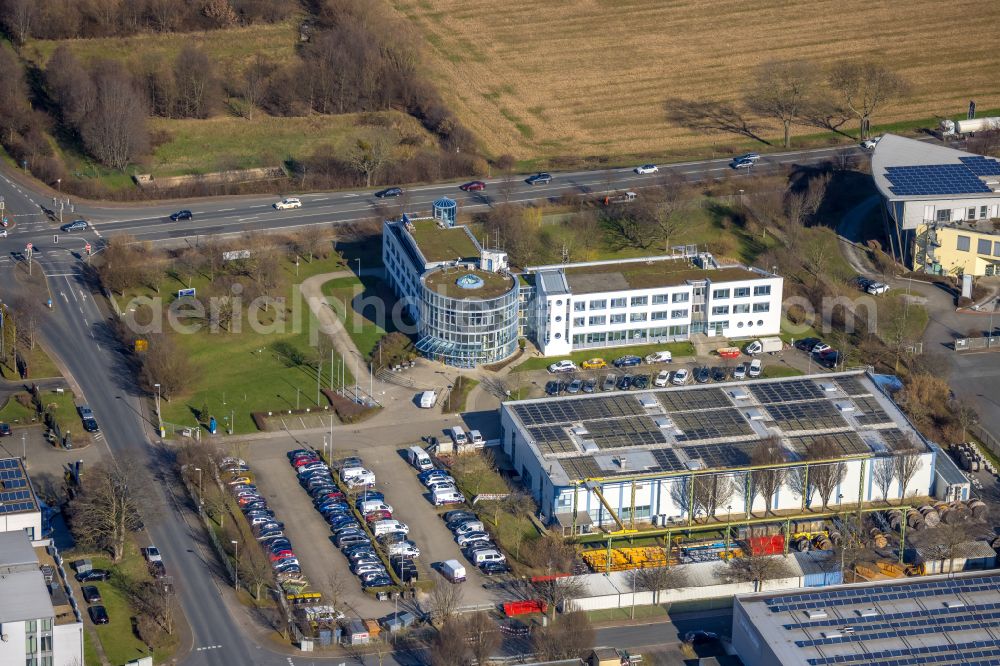 Aerial photograph Unna - Office building on Heinrich-Hertz-Strasse in the district Industriepark Unna in Unna at Ruhrgebiet in the state North Rhine-Westphalia, Germany