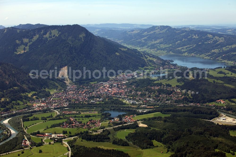 Aerial image Immenstadt - The city center on Alpsee in Immenstadt in Bavaria