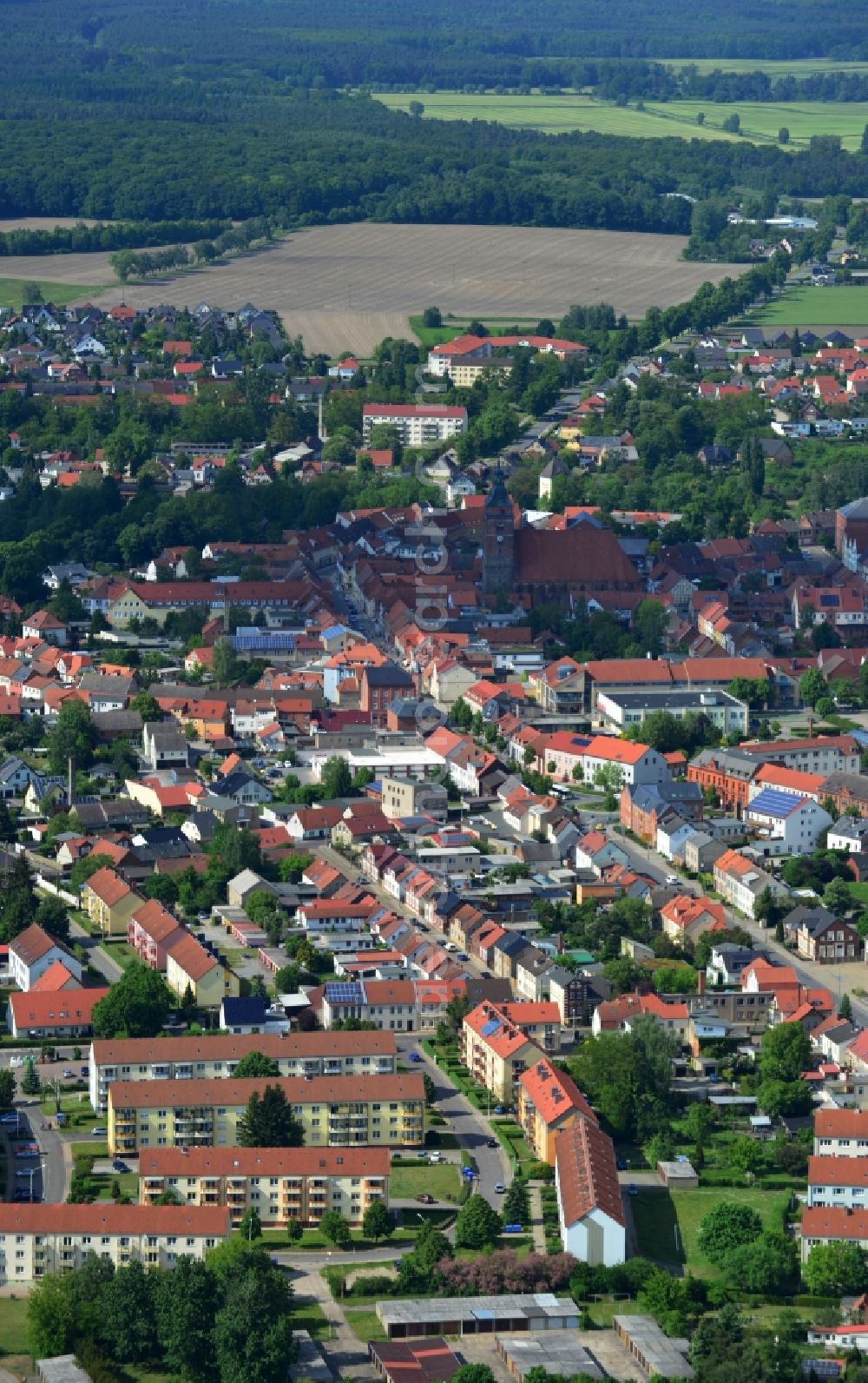 Osterburg from above - City center, Old Town and downtown Osterburg in Saxony-Anhalt