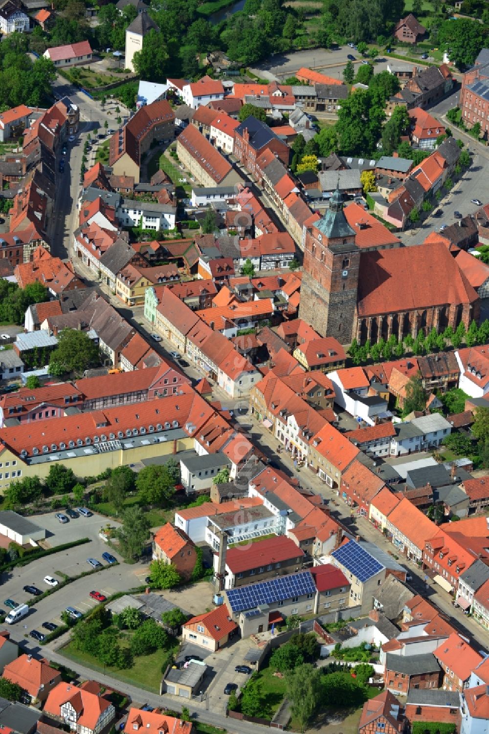 Aerial photograph Osterburg - City center, Old Town and downtown Osterburg in Saxony-Anhalt