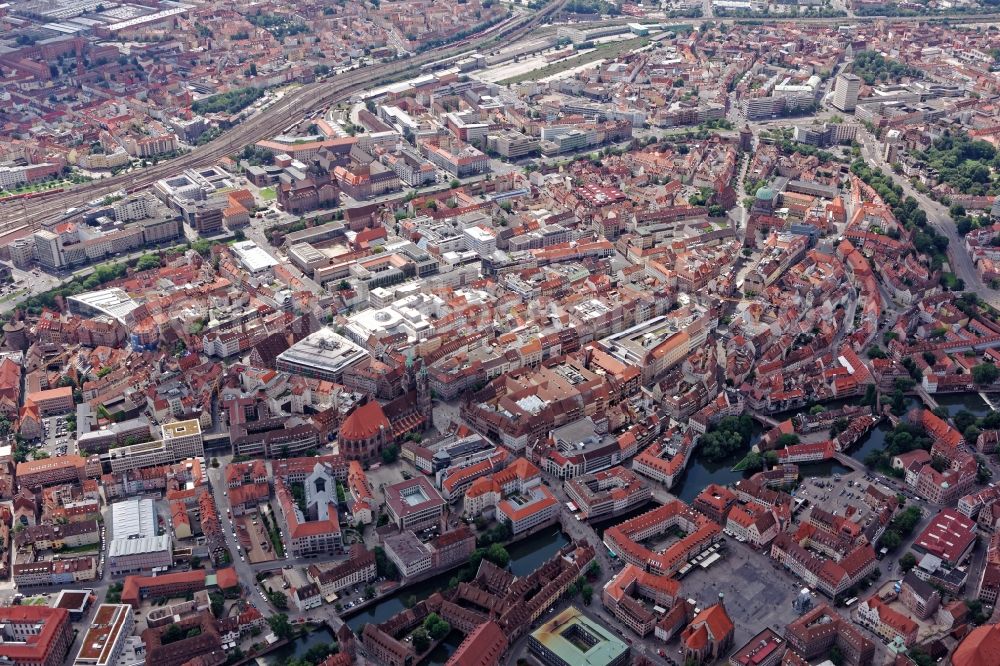 Nürnberg from the bird's eye view: City view of the city area of in Nuremberg in the state Bavaria