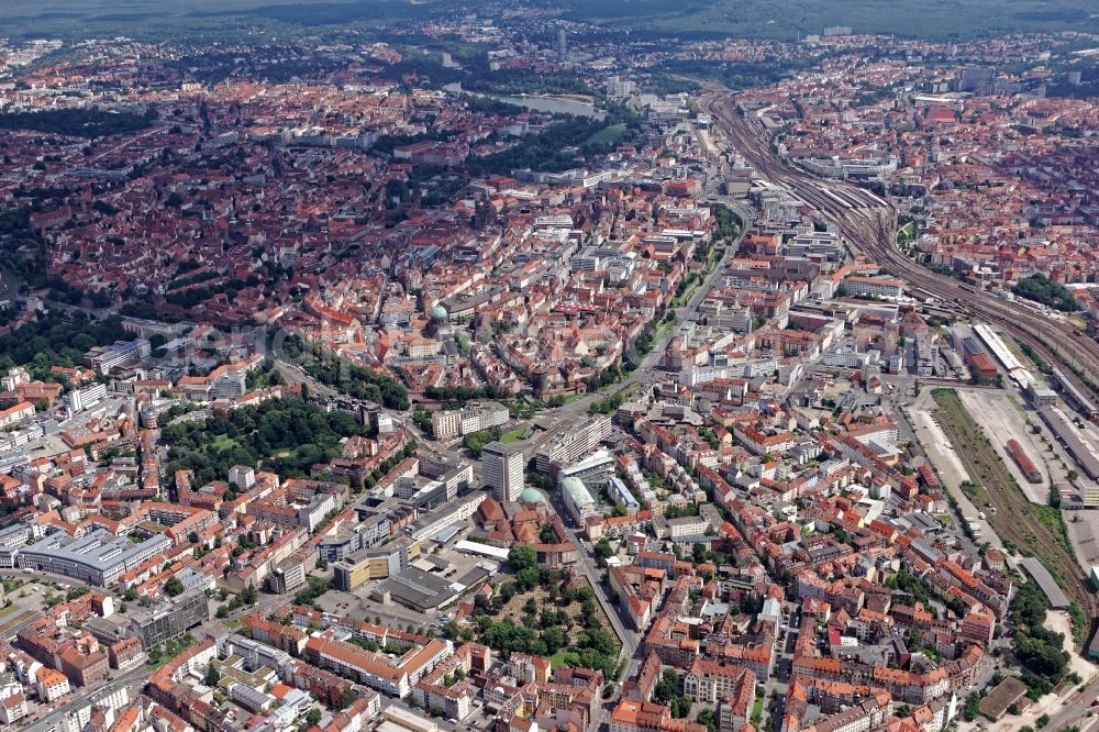 Aerial image Nürnberg - City view of the city area of in Nuremberg in the state Bavaria