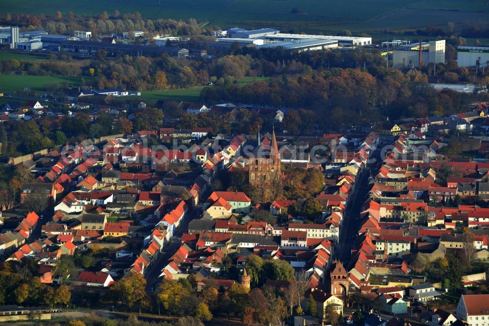 Gransee from above - City center and old town of Gransee in the state of Brandenburg