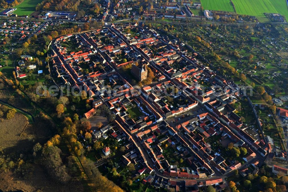 Aerial image Gransee - City center and old town of Gransee in the state of Brandenburg