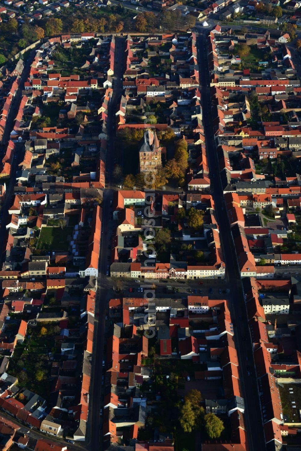 Gransee from above - City center and old town of Gransee in the state of Brandenburg