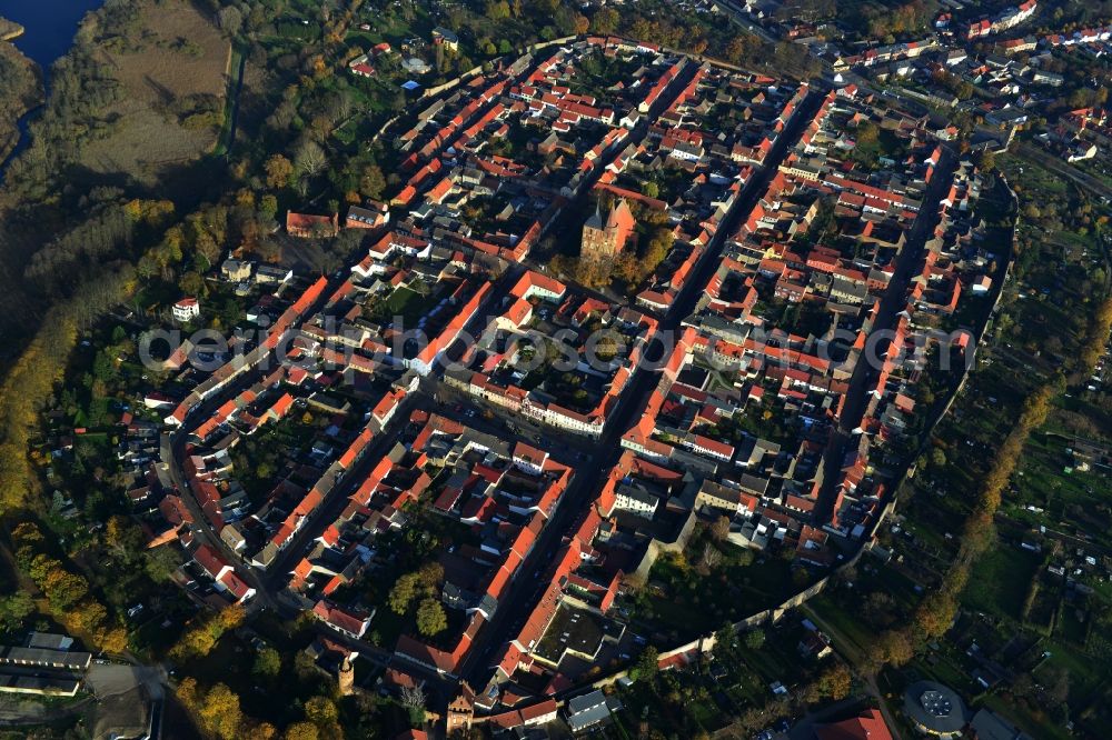 Aerial image Gransee - City center and old town of Gransee in the state of Brandenburg