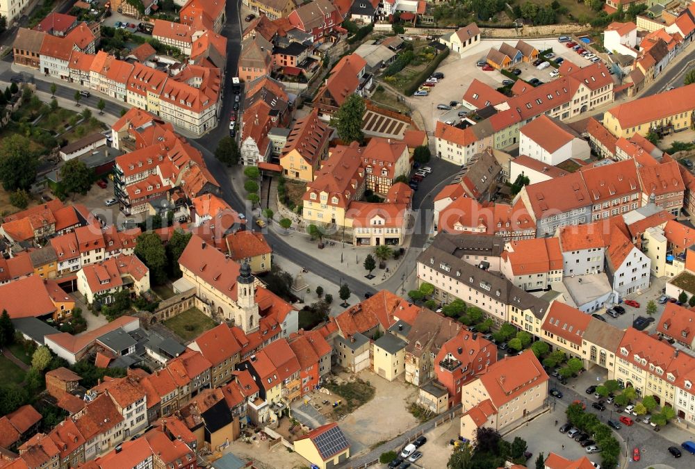 Aerial photograph Bad Langensalza - City center with Augustinian monastery and town museum on Wiebeckplatz in Bad Langensalza in Thuringia