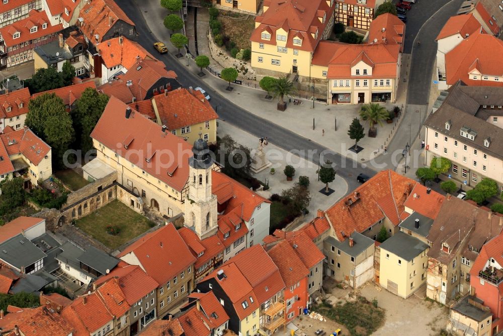 Bad Langensalza from above - City center with Augustinian monastery and town museum on Wiebeckplatz in Bad Langensalza in Thuringia