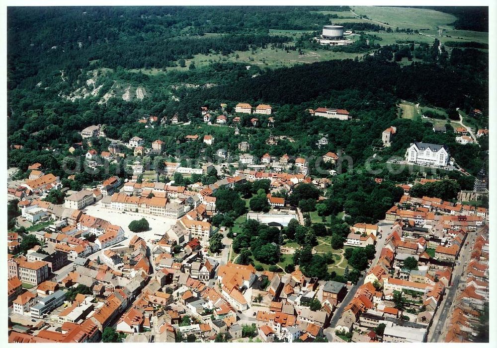 Aerial image Bad Frankenhausen / Thüringen - Stadtzentrum von Bad Frankenhausen mit dem Bauernkriegspanorama von Prof. Tübke.