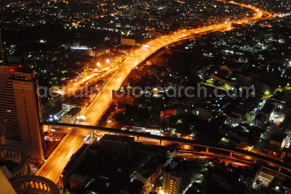 Aerial image Bangkok / Thailand - Blick auf die nächtliche City von Bangkok am Areal des State Tower an der Skytrain Line.