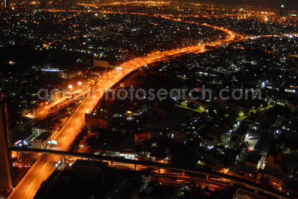 Aerial photograph Bangkok / Thailand - Blick auf die nächtliche City von Bangkok am Areal des State Tower an der Skytrain Line.