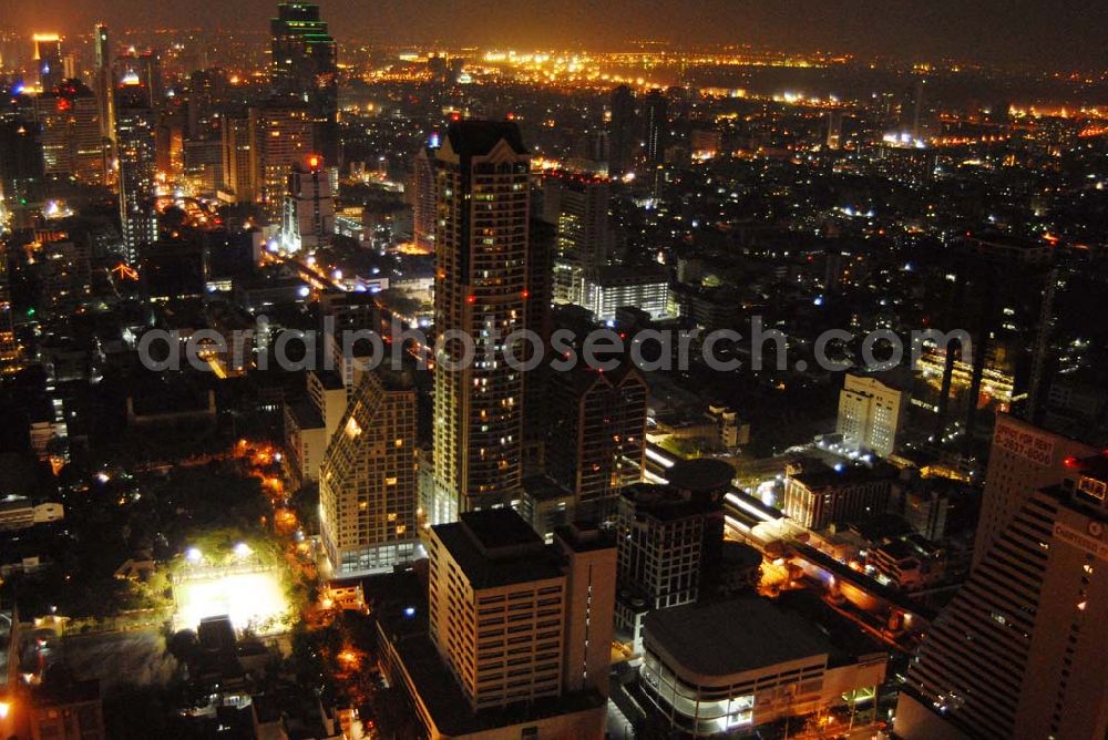 Aerial image Bangkok - Blick auf die nächtliche City von Bangkok am Areal des State Tower an der Skytrain Line.