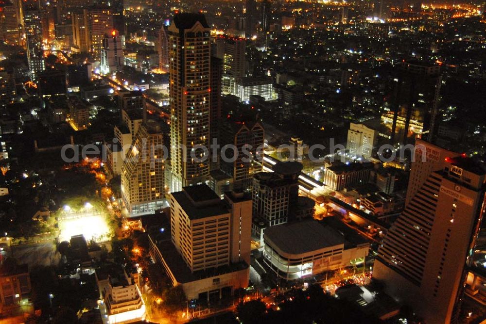 Aerial photograph Bangkok - Blick auf die nächtliche City von Bangkok am Areal des State Tower an der Skytrain Line.