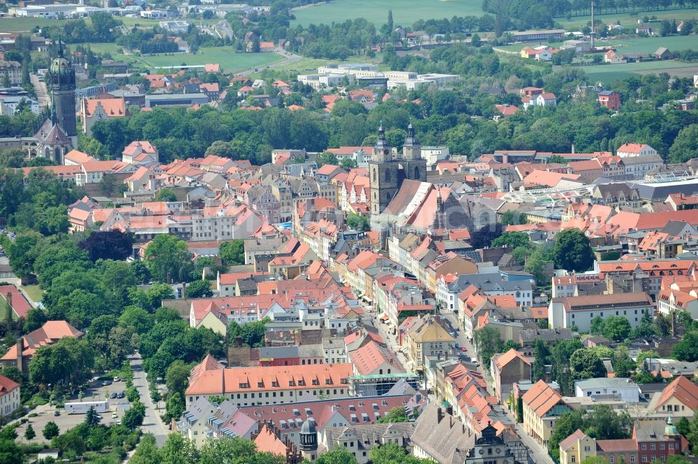 Wittenberg from the bird's eye view: City center in the city of Wittenberg in Saxony-Anhalt