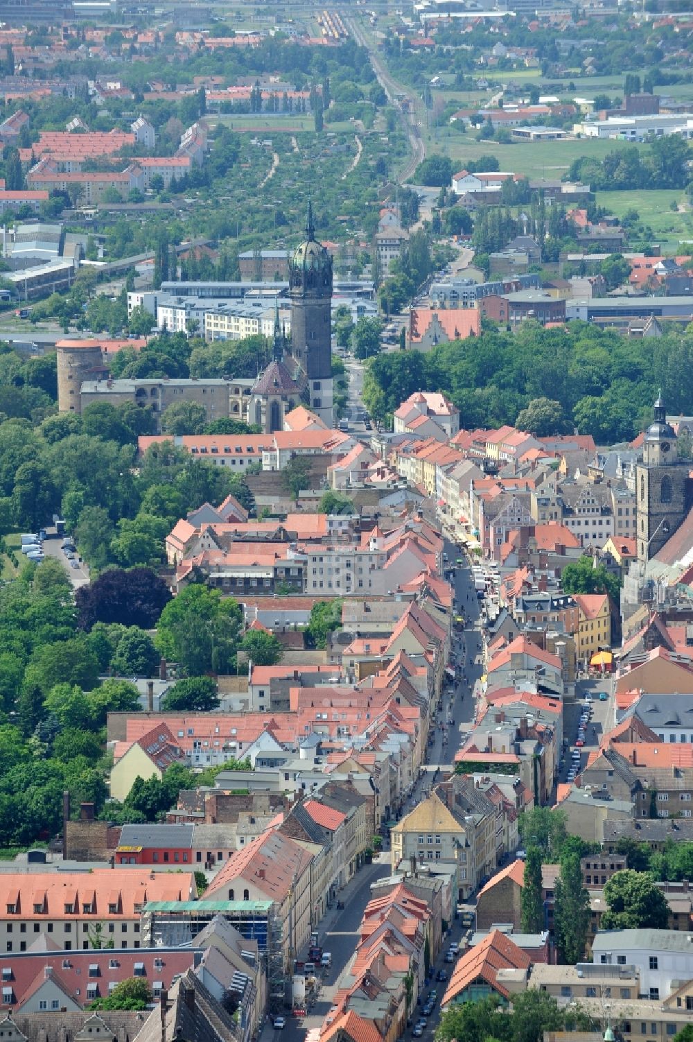 Aerial image Wittenberg - City center in the city of Wittenberg in Saxony-Anhalt