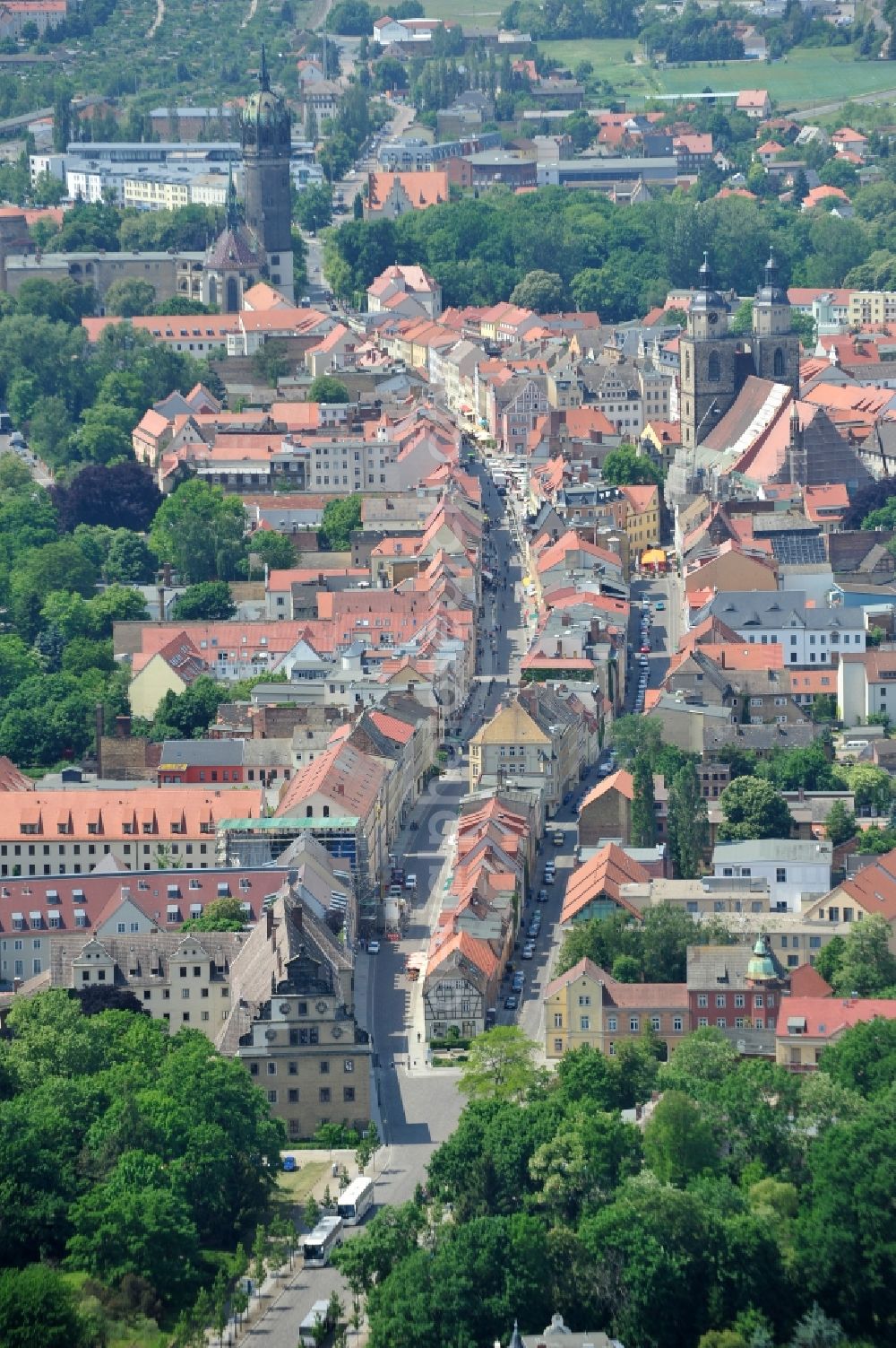 Aerial photograph Wittenberg - City center in the city of Wittenberg in Saxony-Anhalt