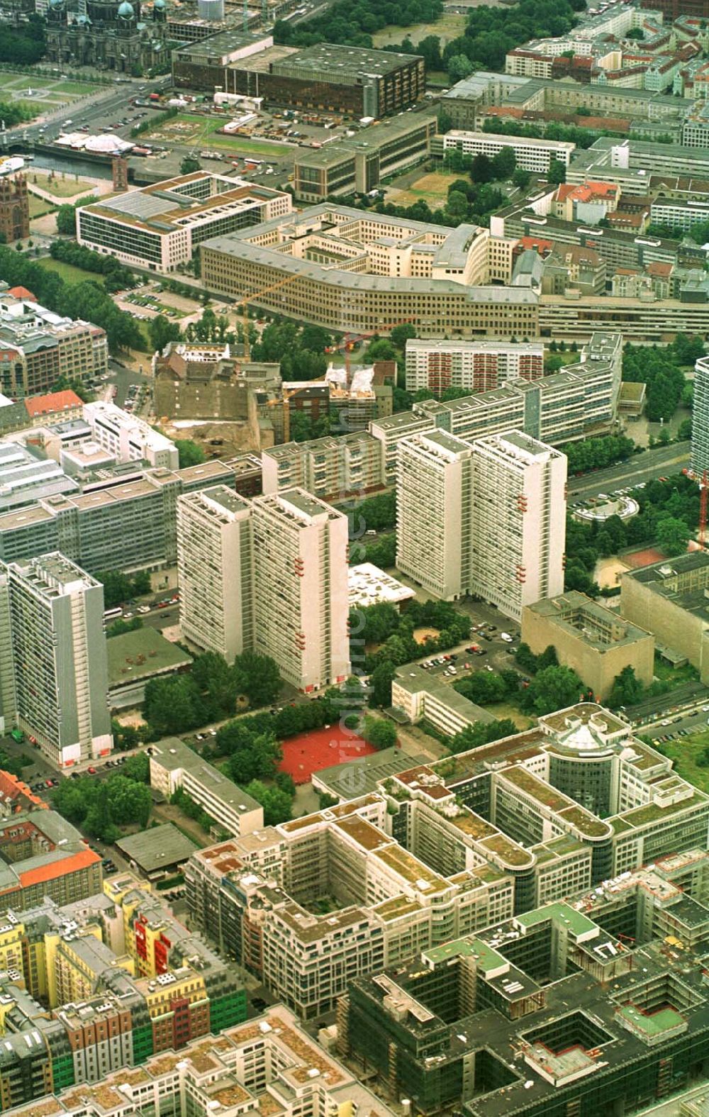 Aerial image Berlin - Stadtzentrum von Berlin - Mitte im Bereich der Leipziger Straße.