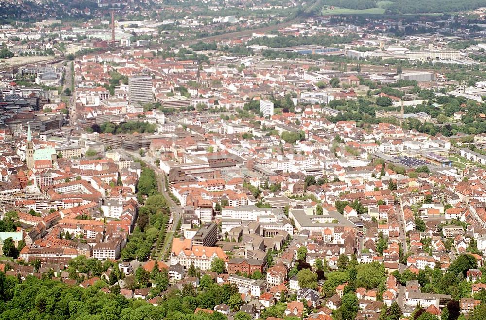 Bielefeld / NRW from above - Stadtzentrum Bielefeld. Datum: 26.05.03