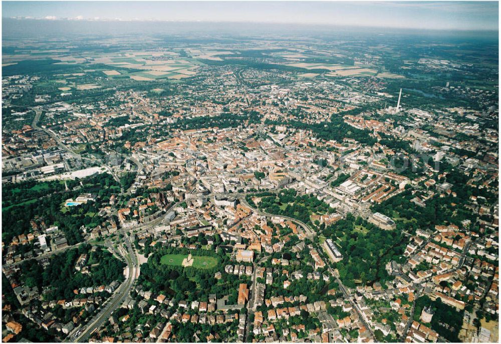 Braunschweig from above - Stadtzentrum von Braunschweig.16.08.2002