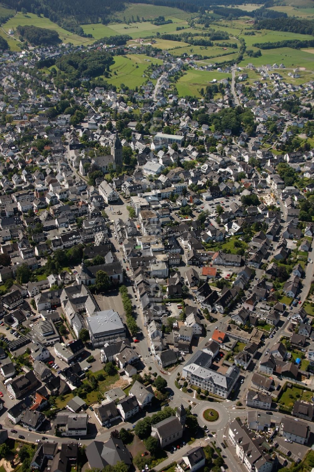 Brilon from above - View of the city center of Brilon in the state North Rhine-Westphalia