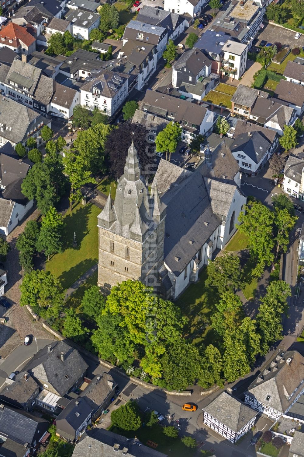 Brilon from above - View of the city center of Brilon in the state North Rhine-Westphalia