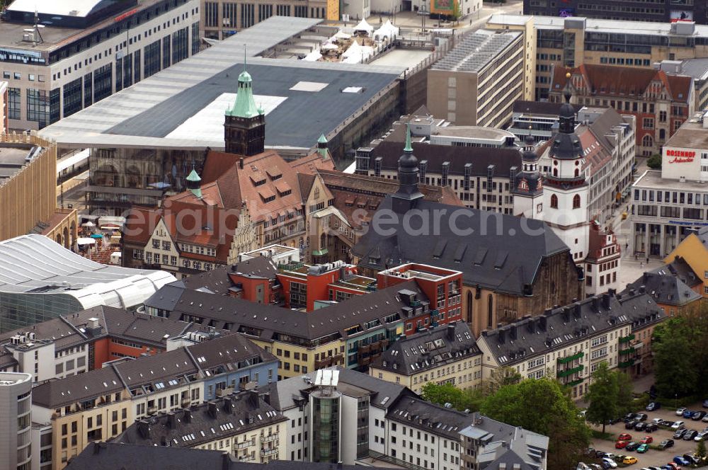 Aerial photograph Chemnitz - City centre of Chemnitz in Saxony with the townhall and Church St. Jakobi