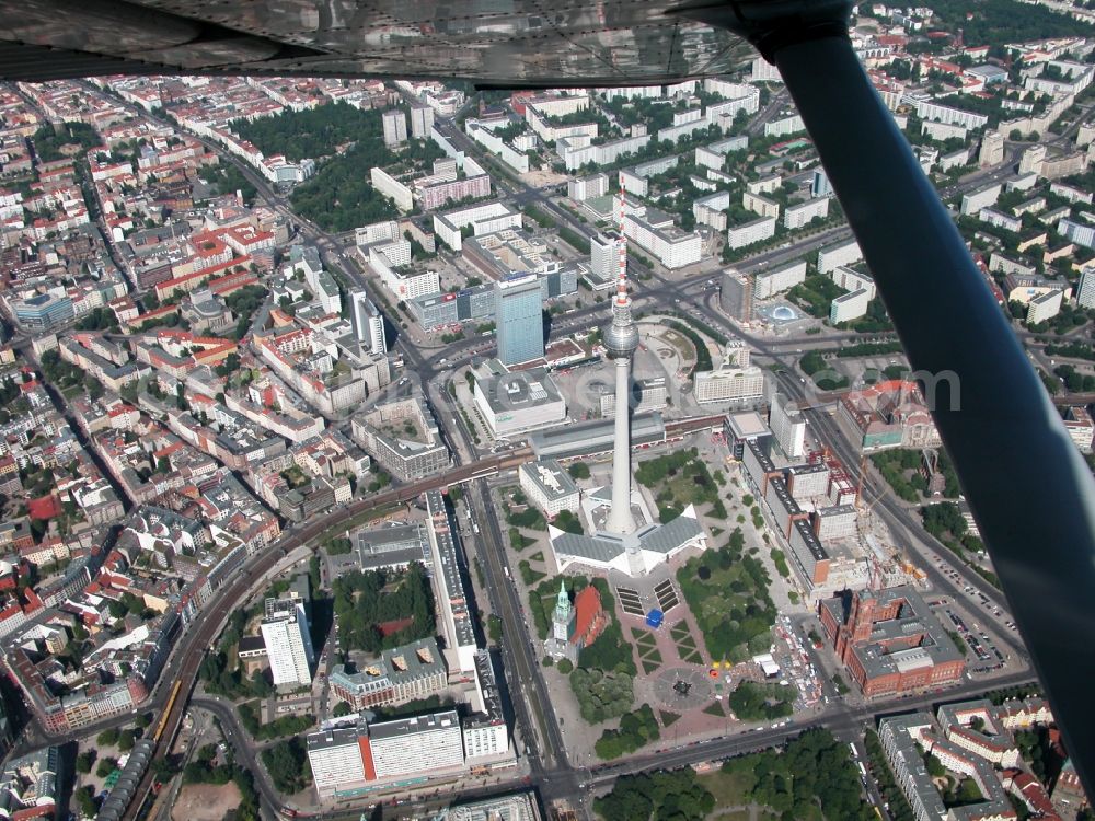 Berlin from above - City center (East) Television Tower at Alexanderplatz in Berlin in Germany