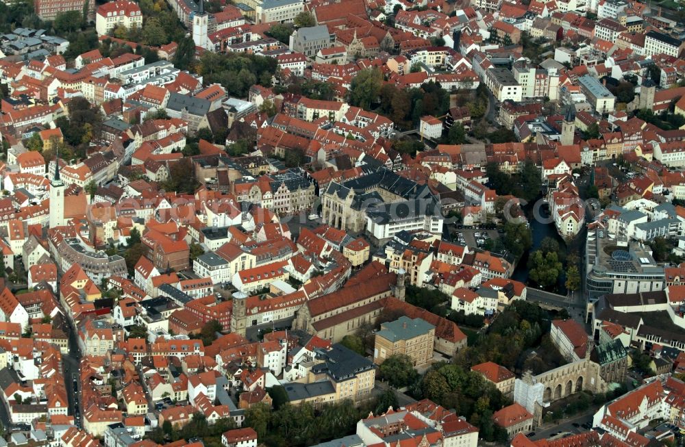 Erfurt from above - City center with fish market and the historic town hall of the city of Erfurt in Thuringia