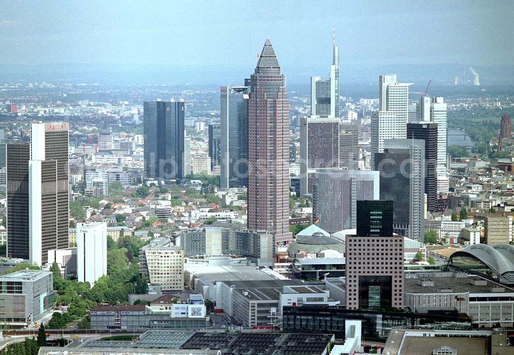 Aerial image Frankfurt am Main - Stadtzentrum Frankfurt mit Bankenviertel Frankfurt/Main. (Hessen). 16.Mai 2002