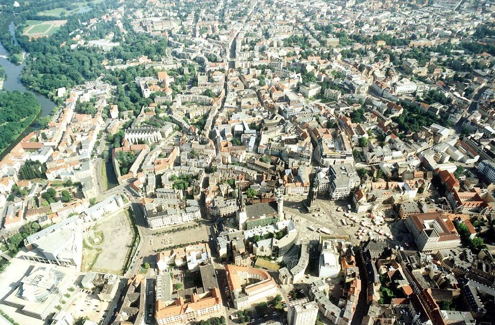 Aerial photograph Halle / Saale - Stadtzentrum von Halle an der Saale in SA.