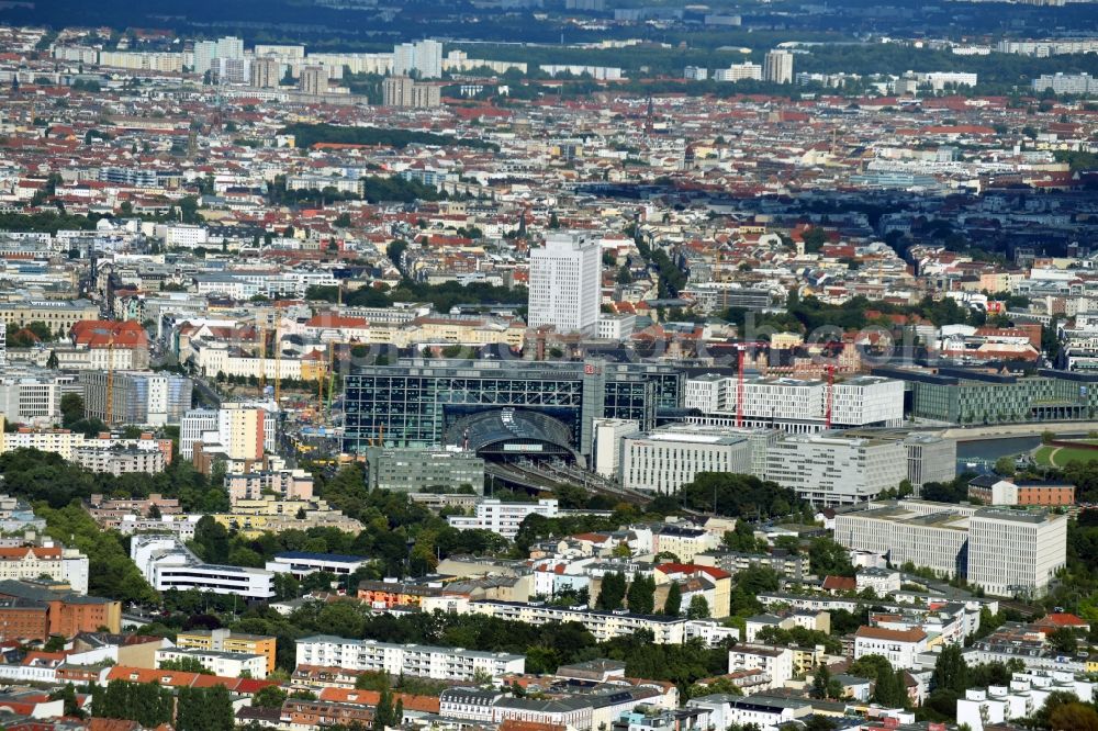 Berlin from above - The city center and of Central Station Berlin in the district Mitte in Berlin, Germany