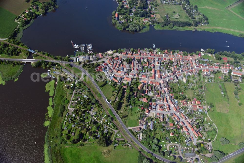 Aerial photograph Havelsee - Center of Havelsee on the banks of the Havel and the Pritzerber lake in Brandenburg