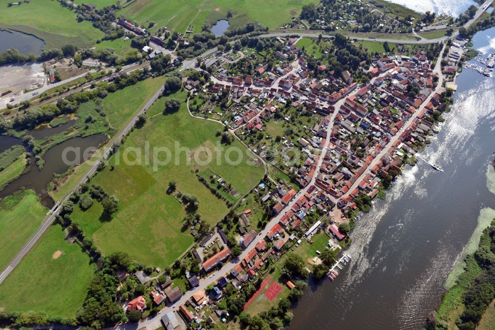 Havelsee from above - Center of Havelsee on the banks of the Havel and the Pritzerber lake in Brandenburg