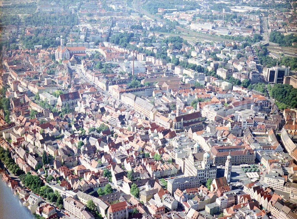 Aerial image Augsburg / Bayern - Stadtzentrum und historische Altstadt von Augsburg / Bayern.