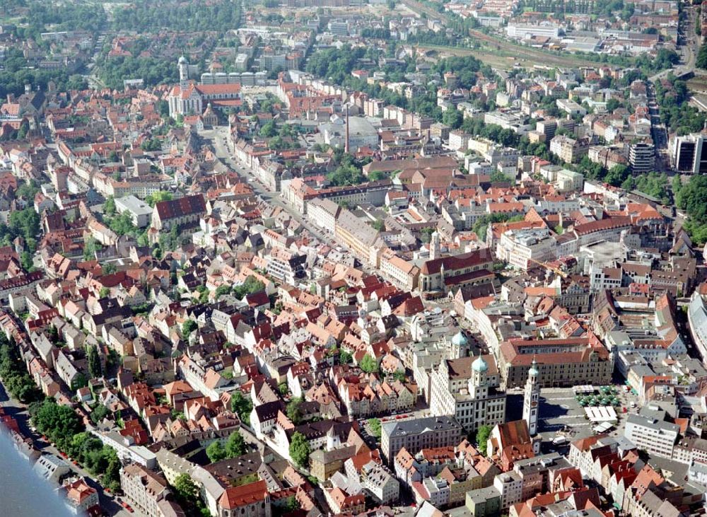 Aerial photograph Augsburg / Bayern - Stadtzentrum und historische Altstadt von Augsburg / Bayern.